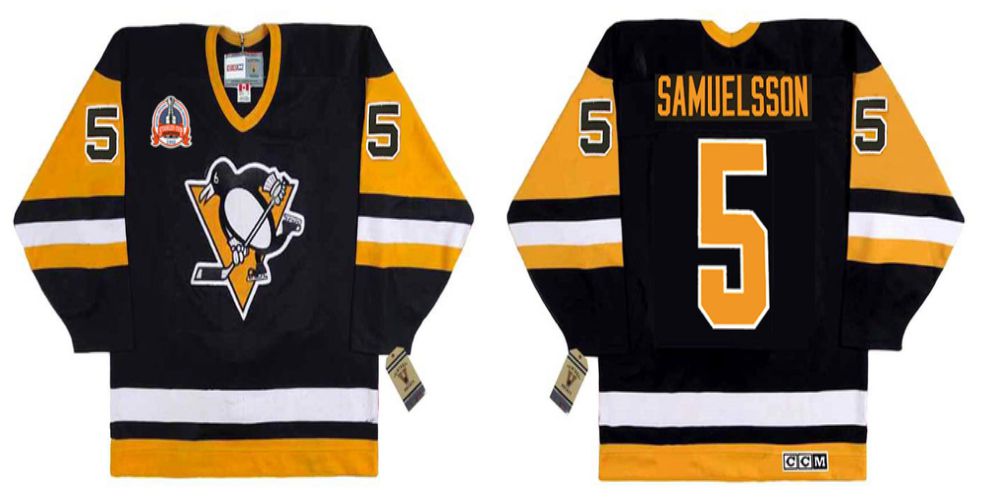 2019 Men Pittsburgh Penguins 5 Samuelsson Black CCM NHL jerseys